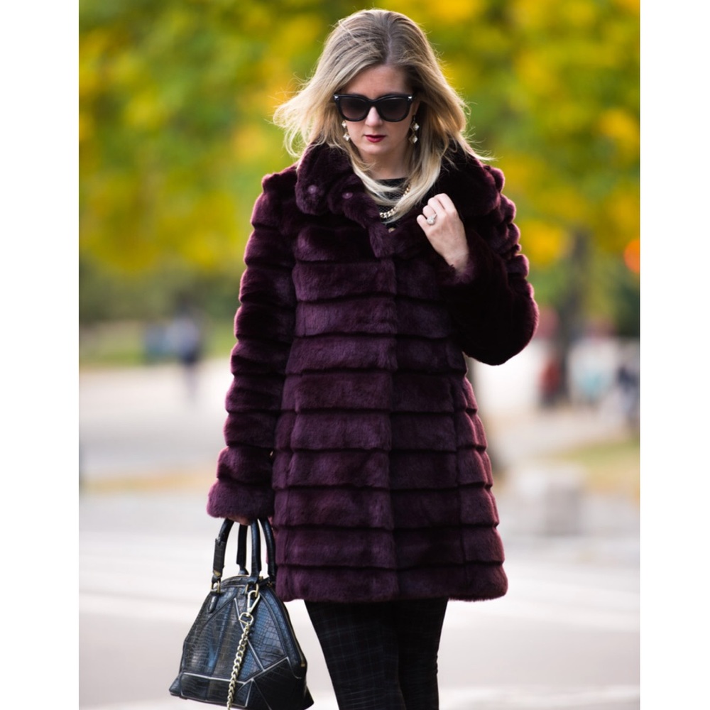 Eliza J Grooved Fur Coat